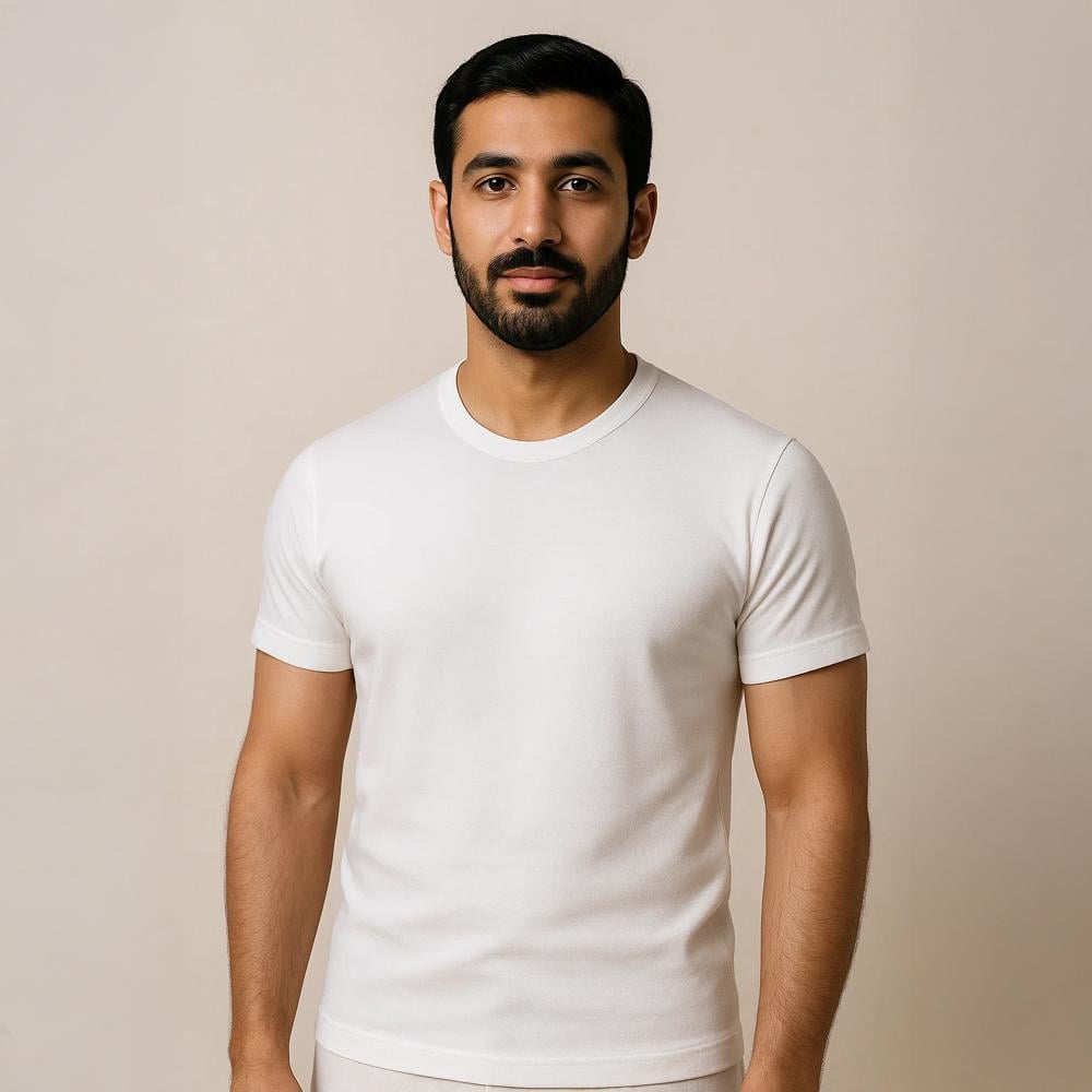 فنيلة نص كم دائري - راكز لاكجري المميزة