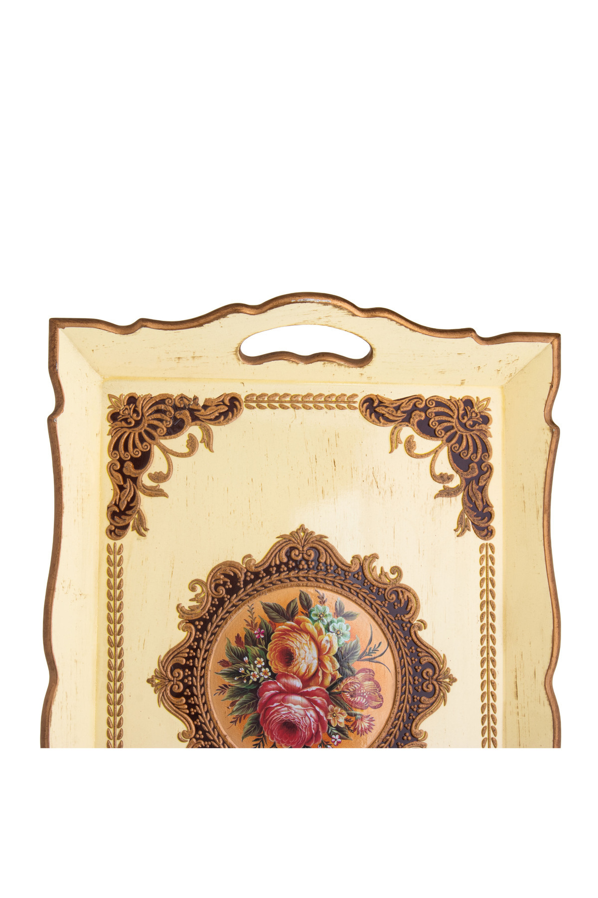 صينية تقديم خشب لون بيج مقاس 48 سم