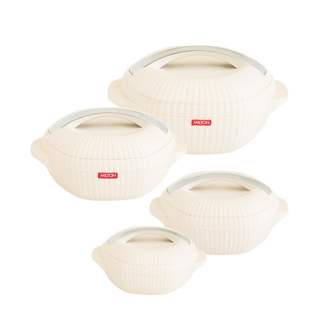 طقم حافظات طعام بلاستيك 4 قطع بيج