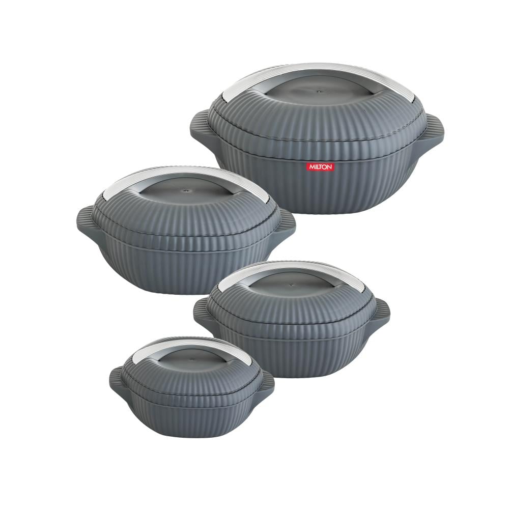 طقم حافظات طعام بلاستيك 4 قطع رمادي