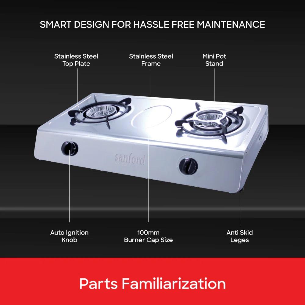 موقد غاز مزدوج الشعلات من استيل مقاوم للصدأ من سان...