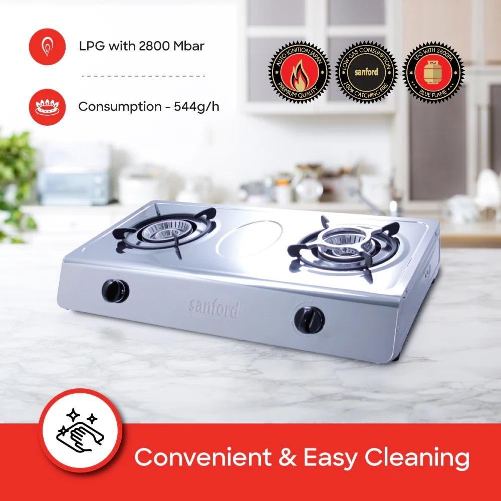 موقد غاز مزدوج الشعلات من استيل مقاوم للصدأ من سان...