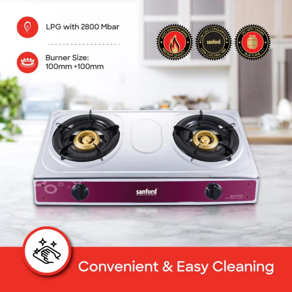 موقد غاز مزدوج الشعلات من استيل مقاوم للصدأ من سان...