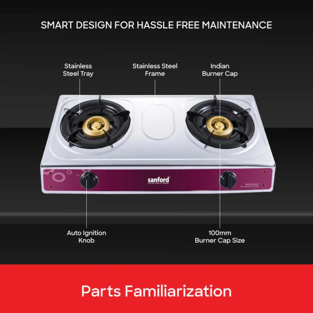 موقد غاز مزدوج الشعلات من استيل مقاوم للصدأ من سان...