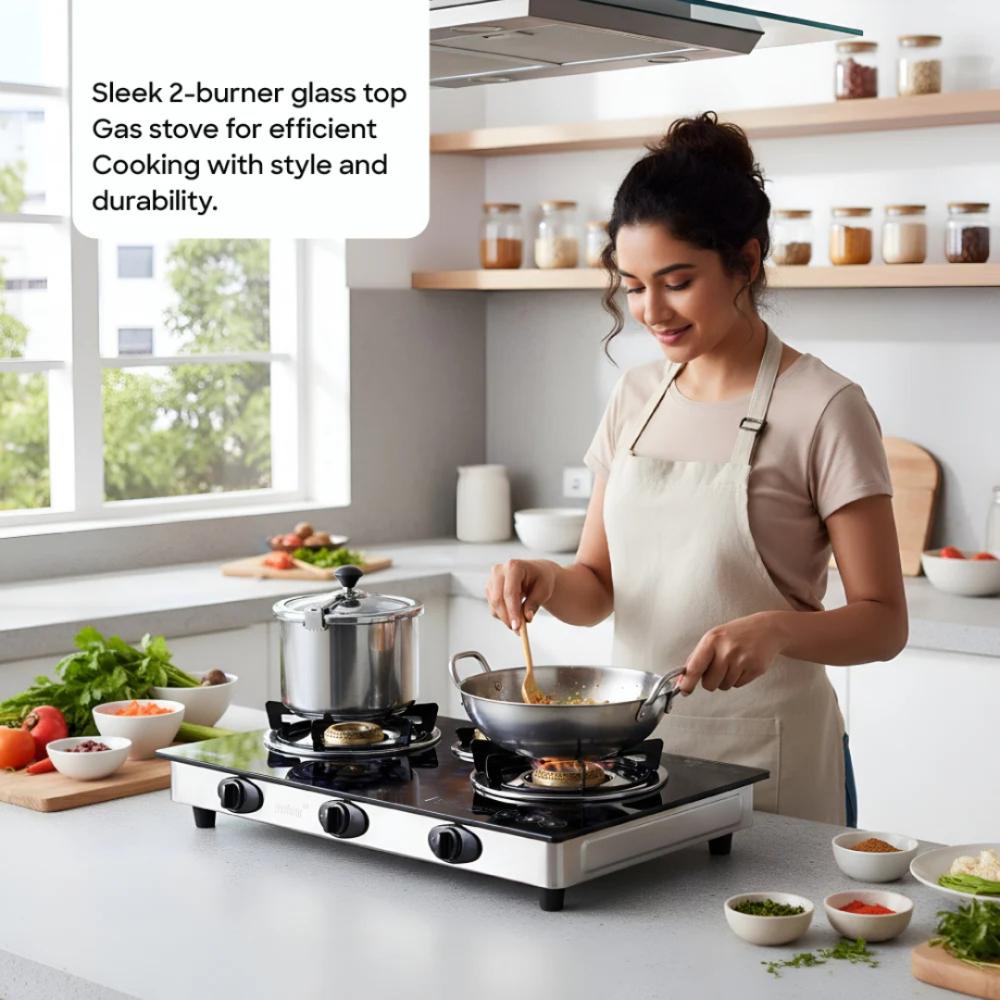 موقد غاز زجاجي ثلاثي الشعلات من سانفورد