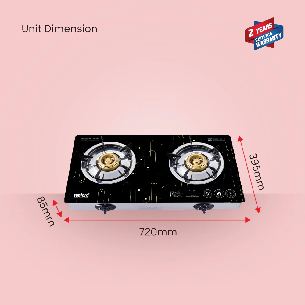 موقد غاز زجاجي مزدوج الشعلات من سانفورد