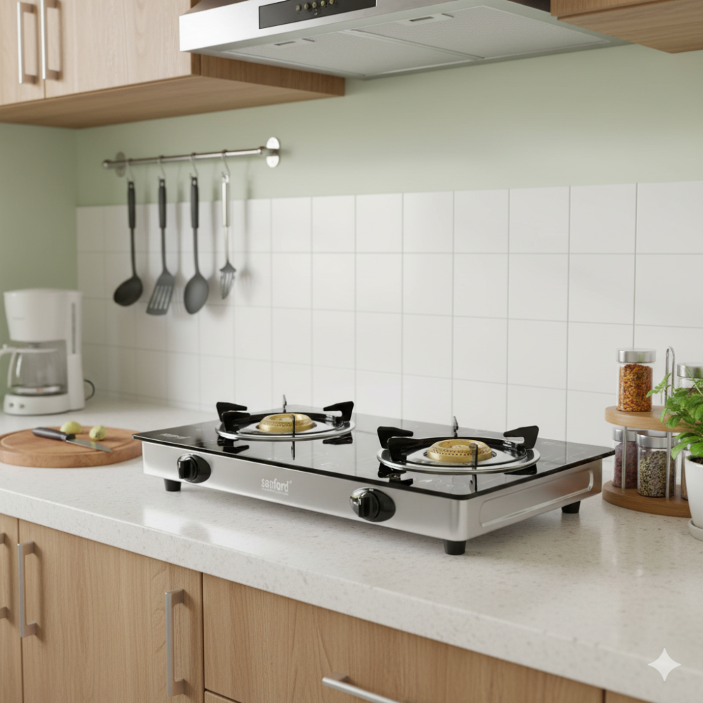 موقد غاز زجاجي مزدوج الشعلات من سانفورد