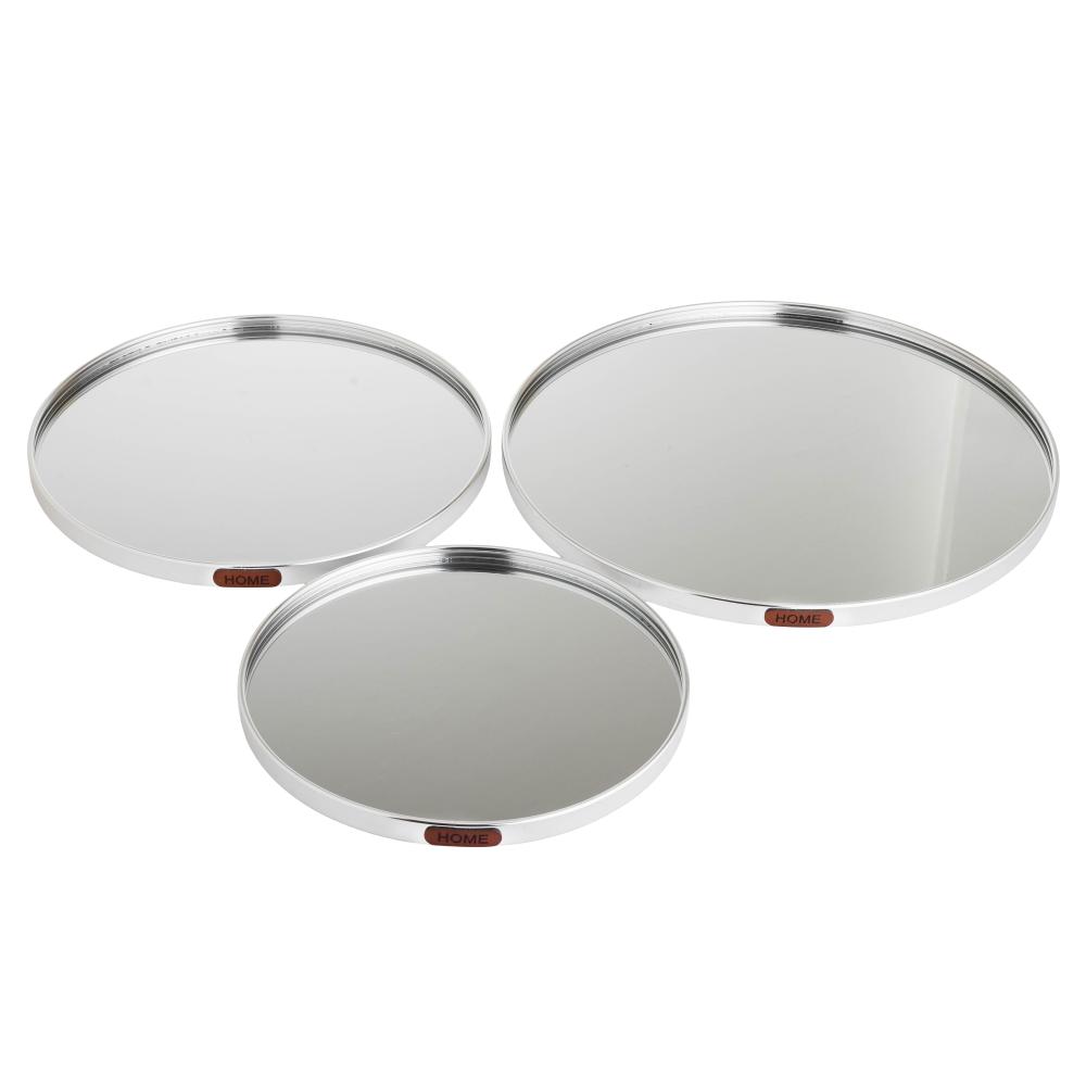 طقم طوفرية ستيل مع مرآة دائرية مكونة من 3 قطع