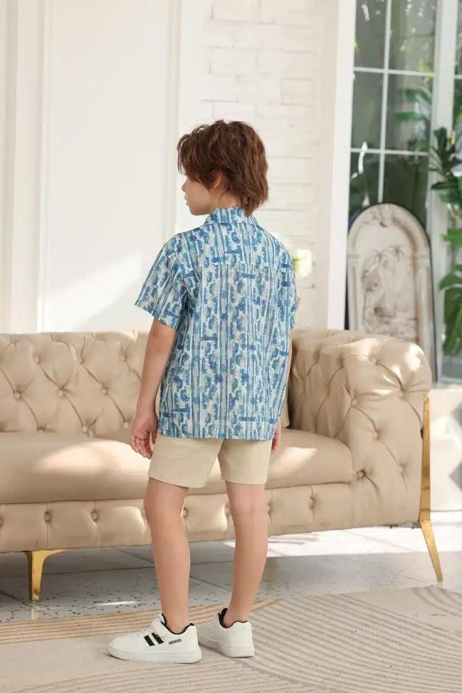 قميص ولادي ازرق مشجر 4138