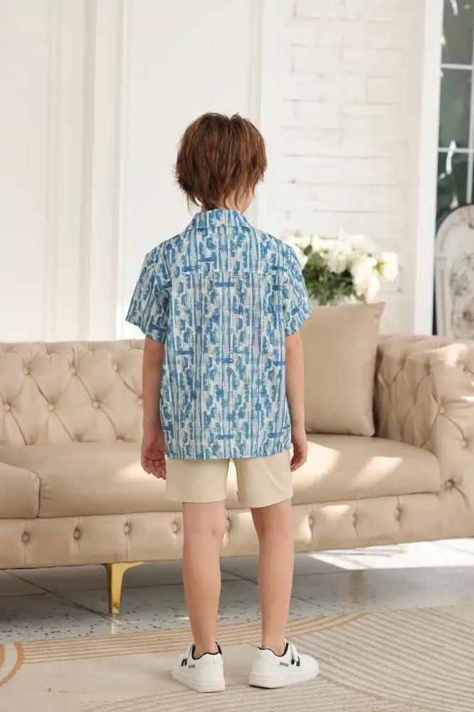 قميص ولادي ازرق مشجر 4138