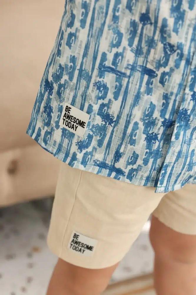 قميص ولادي ازرق مشجر 4138