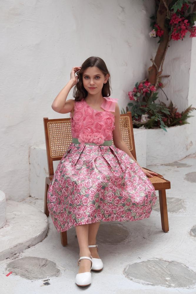 فستان بناتي مورد كت بكسرات 7122