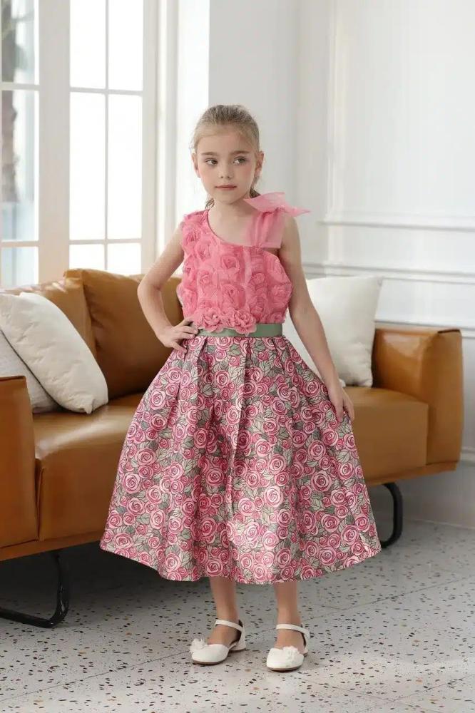 فستان بناتي مورد كت بكسرات 7122