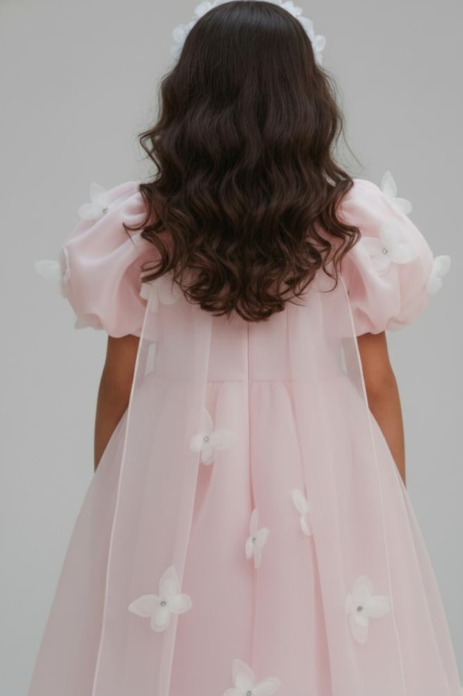 فستان بناتي سهرات وردي|S01153P