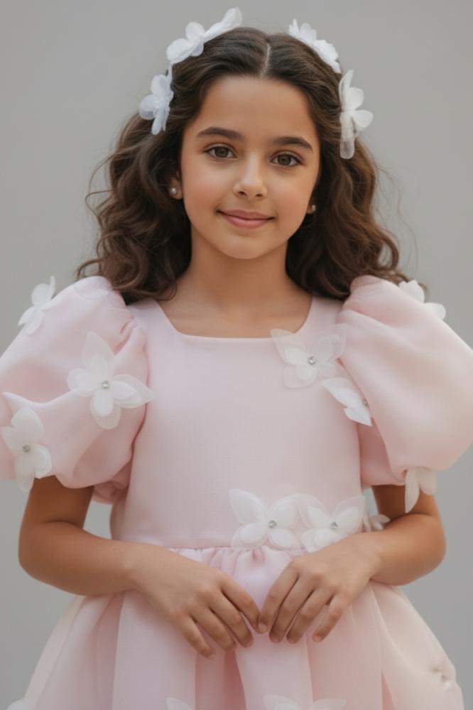 فستان بناتي سهرات وردي|S01153P