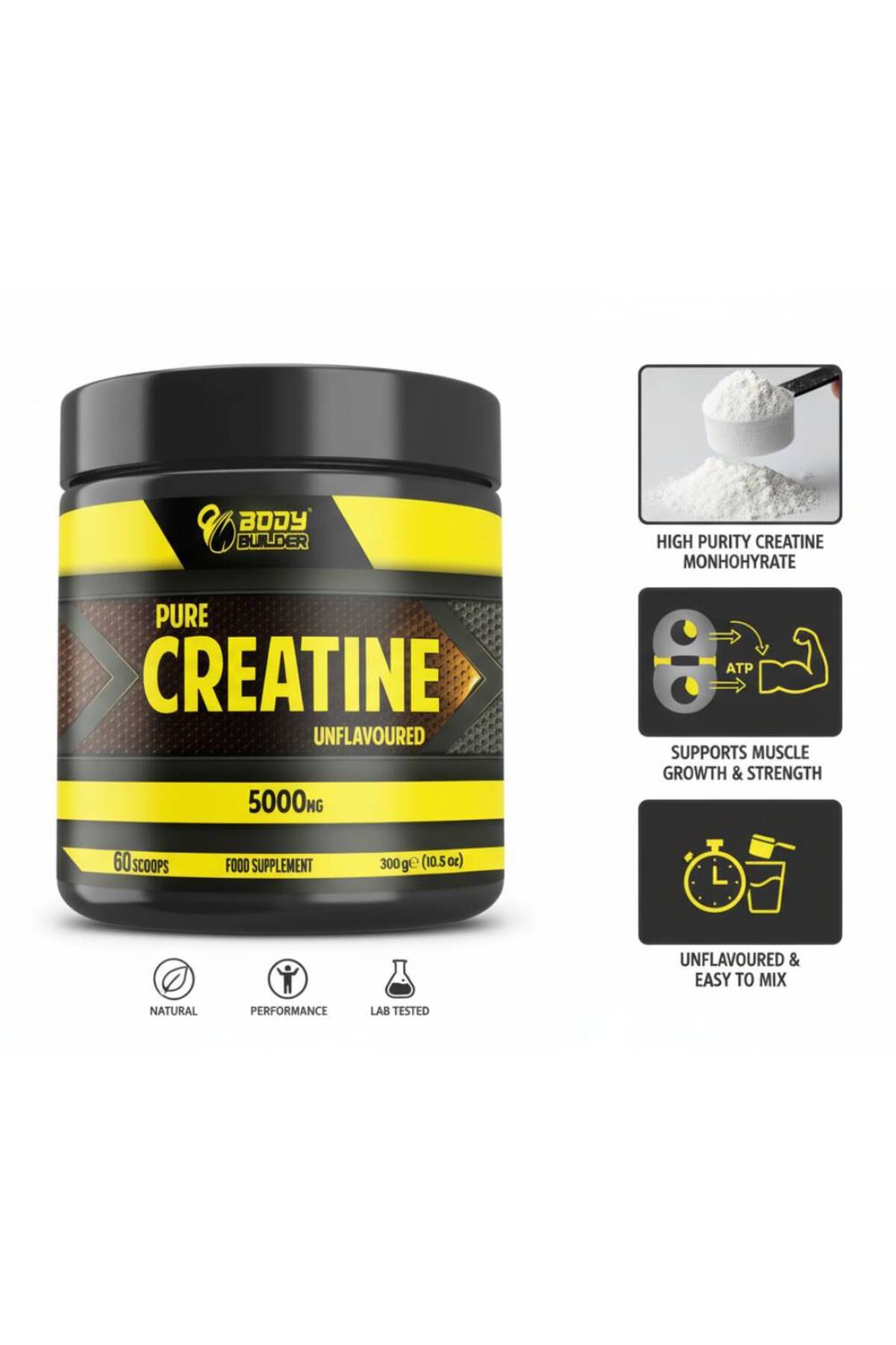 بودي بيلدر كرياتين مونوهيدرات – بدون نكهة – 300 جم