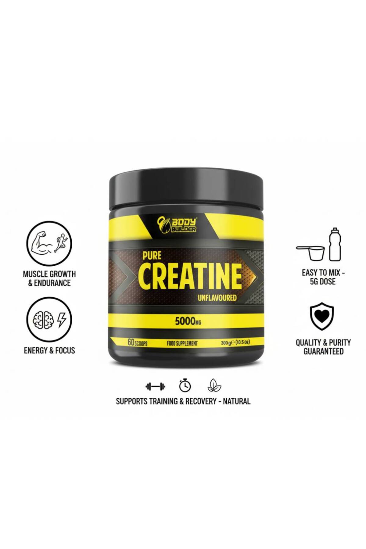 بودي بيلدر كرياتين مونوهيدرات – بدون نكهة – 300 جم