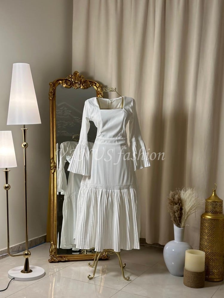 فستان ميدي ابيض 4285